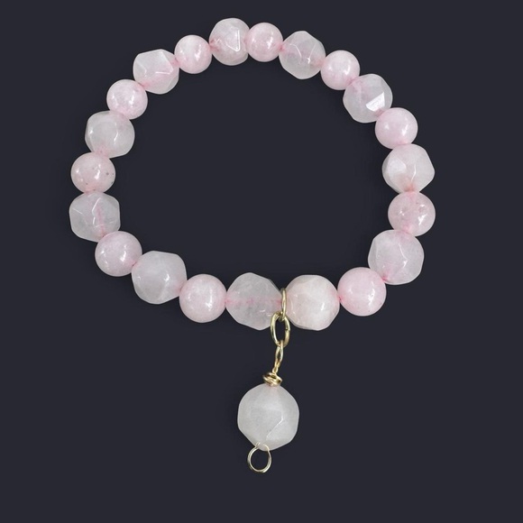 Rose Quartz Charm Bead Bracelet - Picture 1 of 3